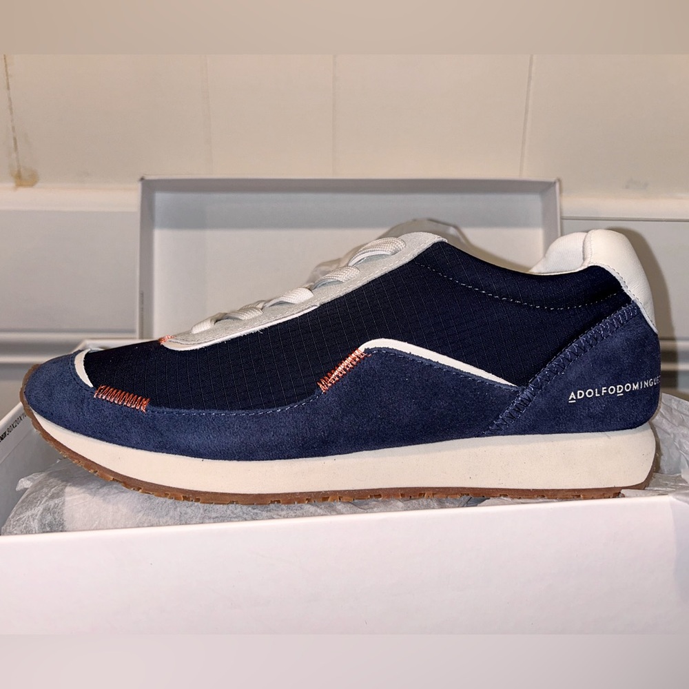 Adolfo Dominguez Navy Blue Sneaker with Leather & Nylon